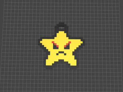 Angry Pixel Star Keychain – 3D Printable Design