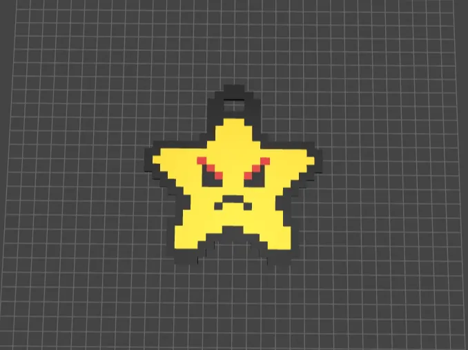 Angry Pixel Star Keychain – 3D Printable Design
