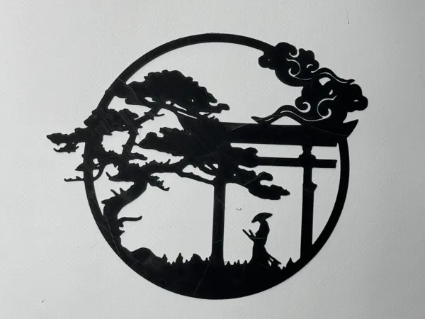 Paysage silhouette de samouraï (décoration murale)