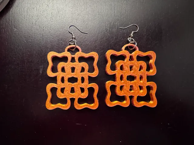 Flower Pattern Square Earrings