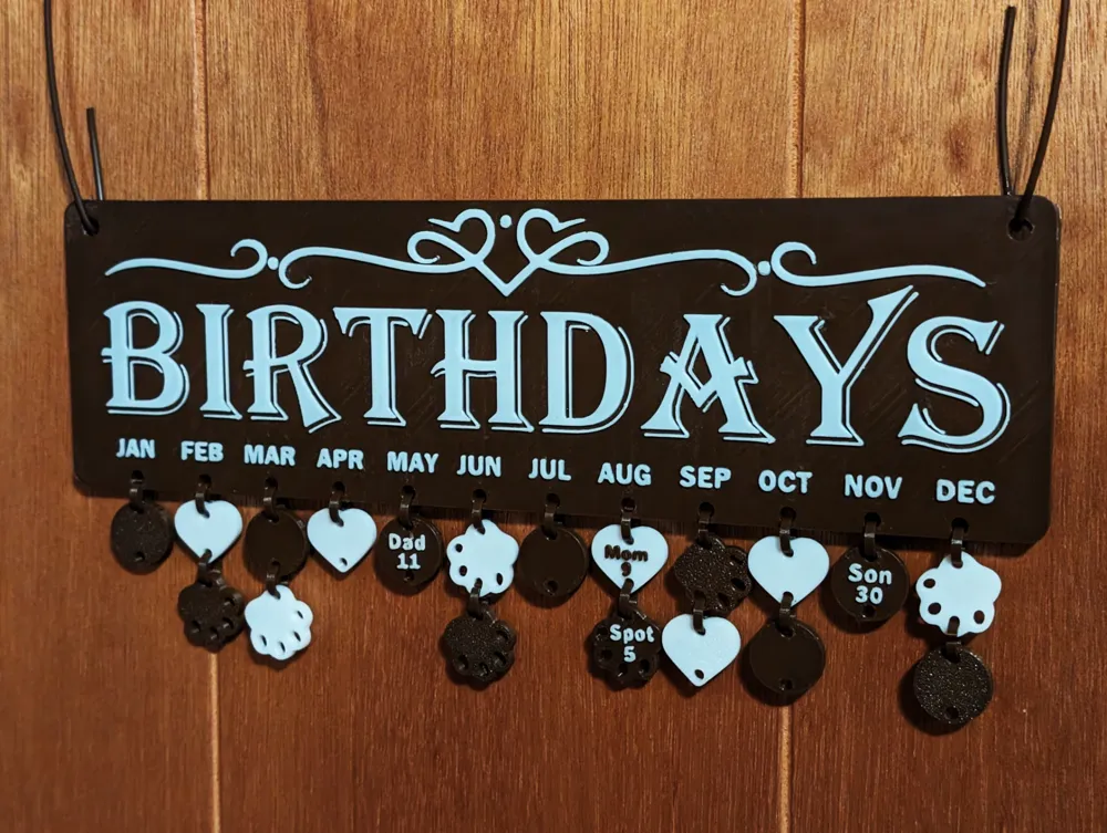 Birthday Calendar Wall Hanging Board Customizable By Kopp3D MakerWorld Birthday Calendar Wall Hanging Board Customizable By Kopp3D MakerWorld