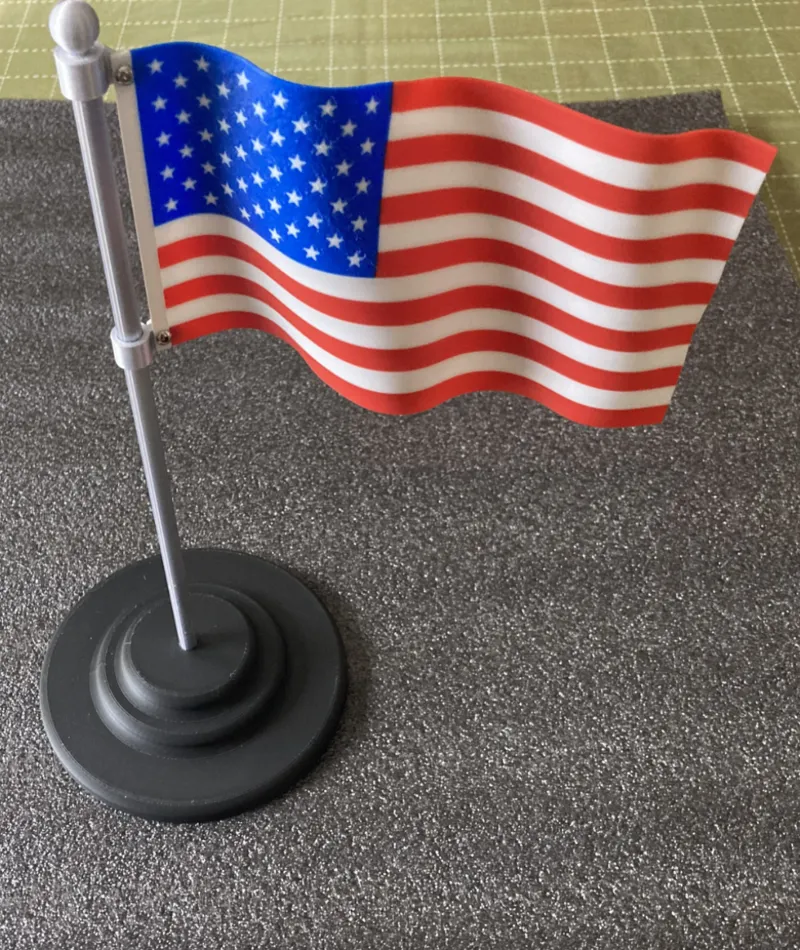 Customizable US Flag with flagpole and base.