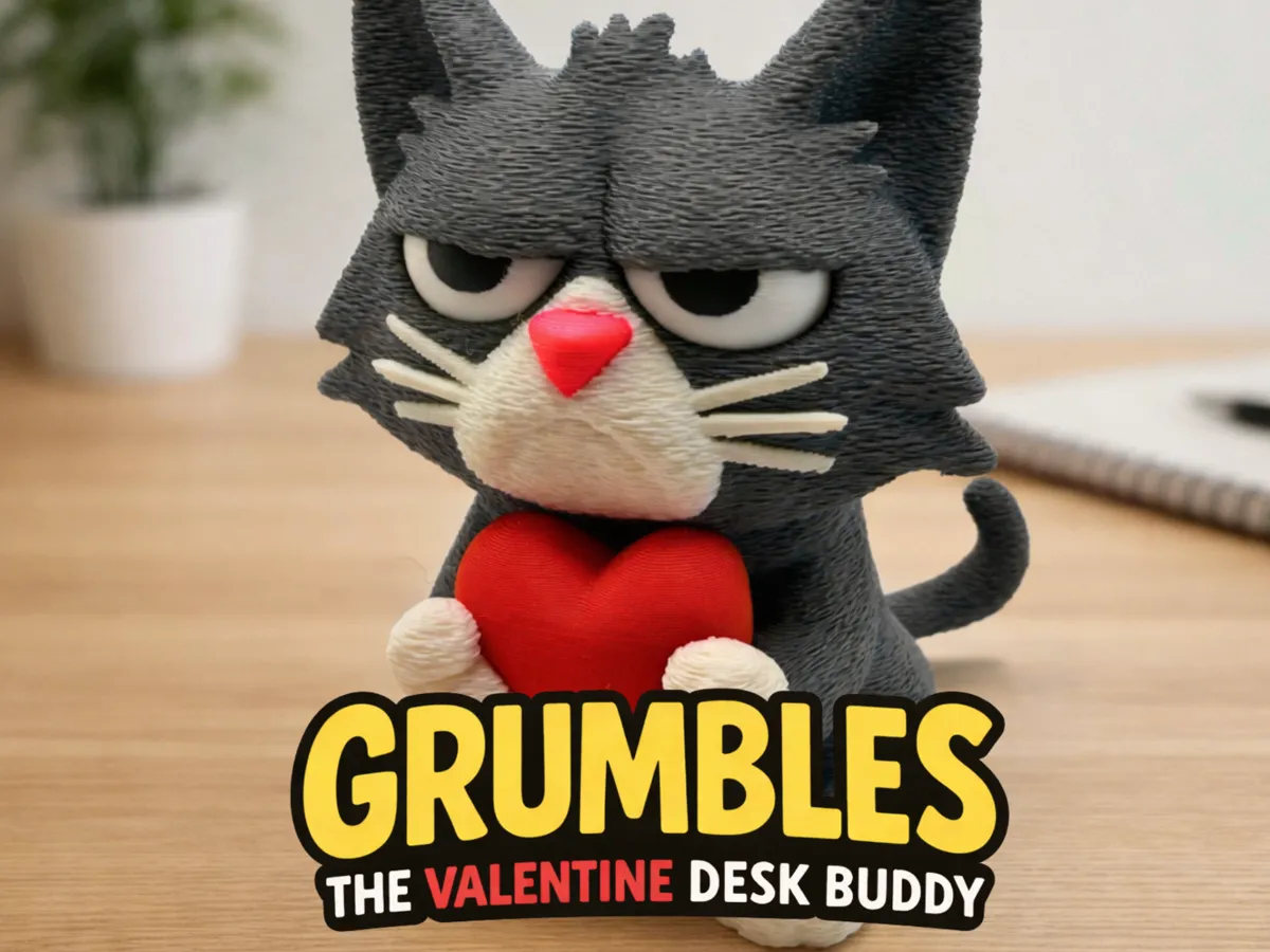 Grumbles - The Valentine Desk Buddy - Free 3D Print Model - MakerWorld