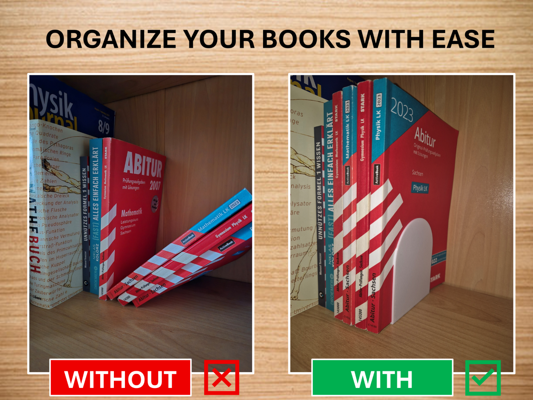 Minimalist Bookend for Clean and Organized Shelves