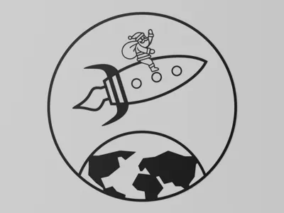 Rocket Santa Wall Art 