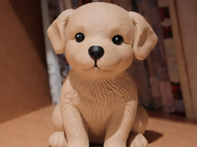 Realistic Cute Puppy Figurine