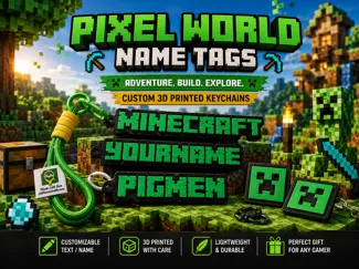 Minecraft style customizable nameTag keychain