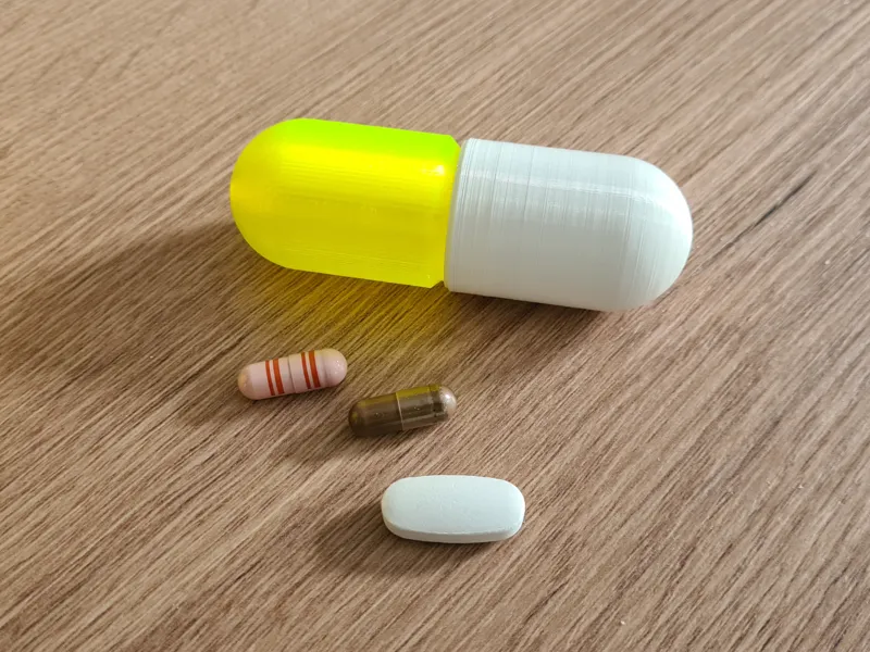 Pill box in pill design
