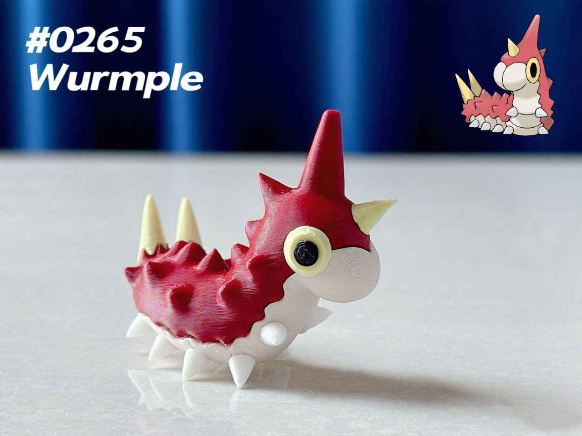 Miniatura 2 do modelo 3D Wurmple宝可梦0265刺尾虫 分色打印