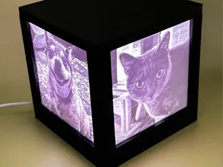 V2 - Wood Light - 110mm Lithophane Cube Frame