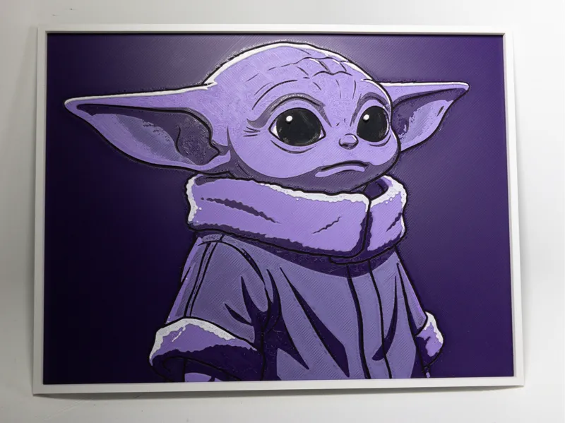 Purple Grogu Portrait - HueForge Filament Art