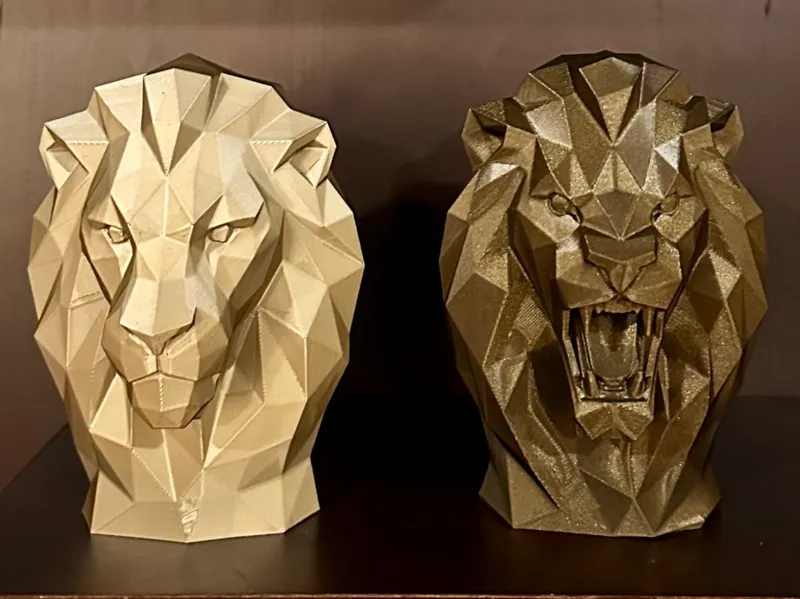 Low Poly Lion Bust Collection - Modern Shelf Art