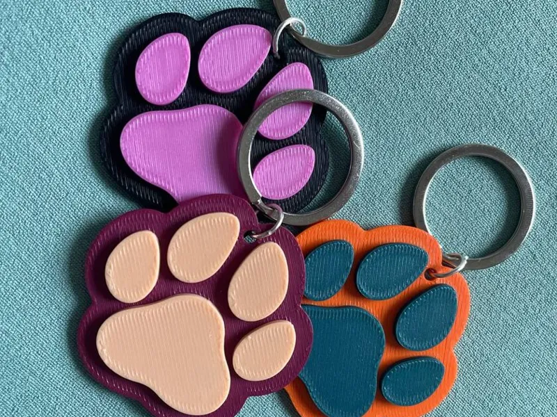Dog paw keychain