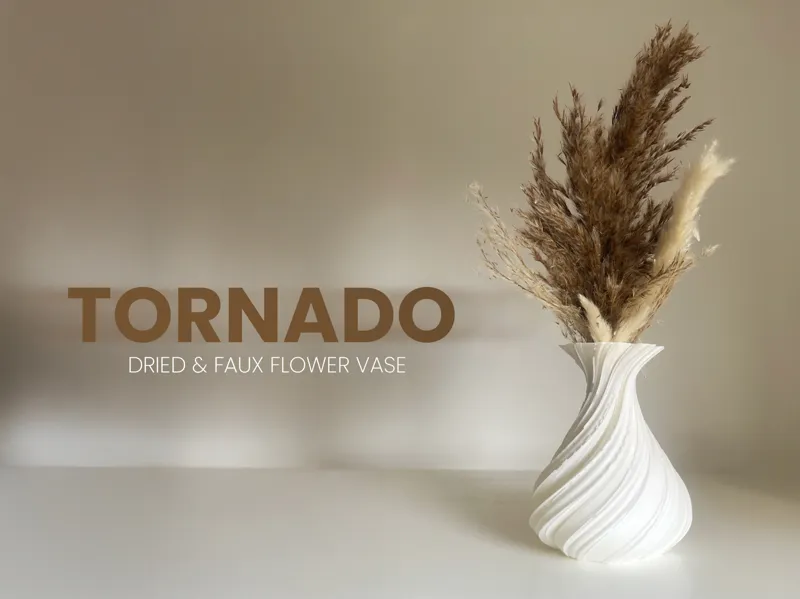 Tornado Vase Display Dried Faux Flowers