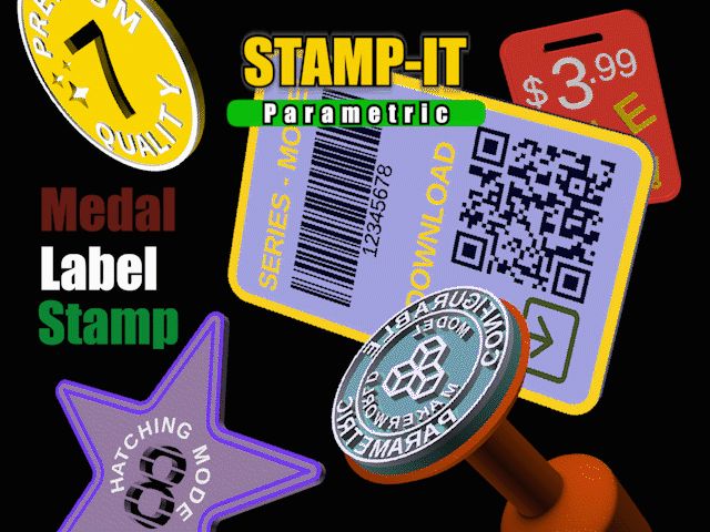 Parametric Generator: Stamp, Medal, Label, QR Code