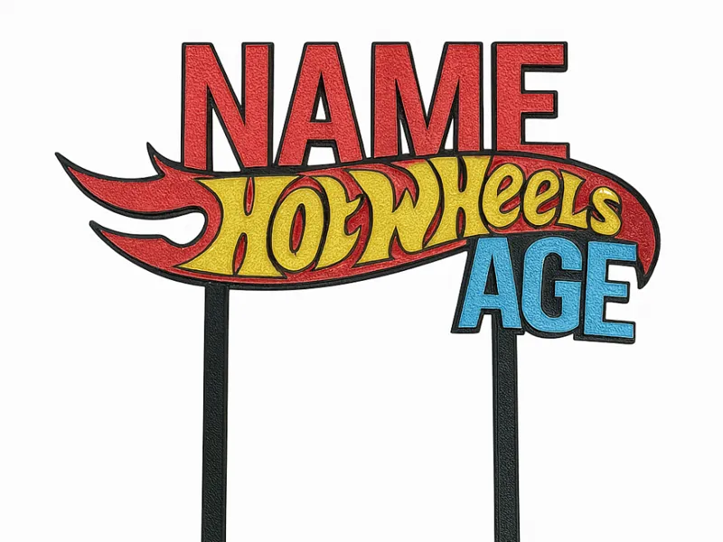 Topper de Bolo Hotwheels  - Nome e Idade Editável