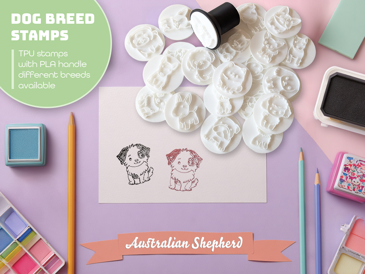Dog breed ink stamp - Australian Shepherd