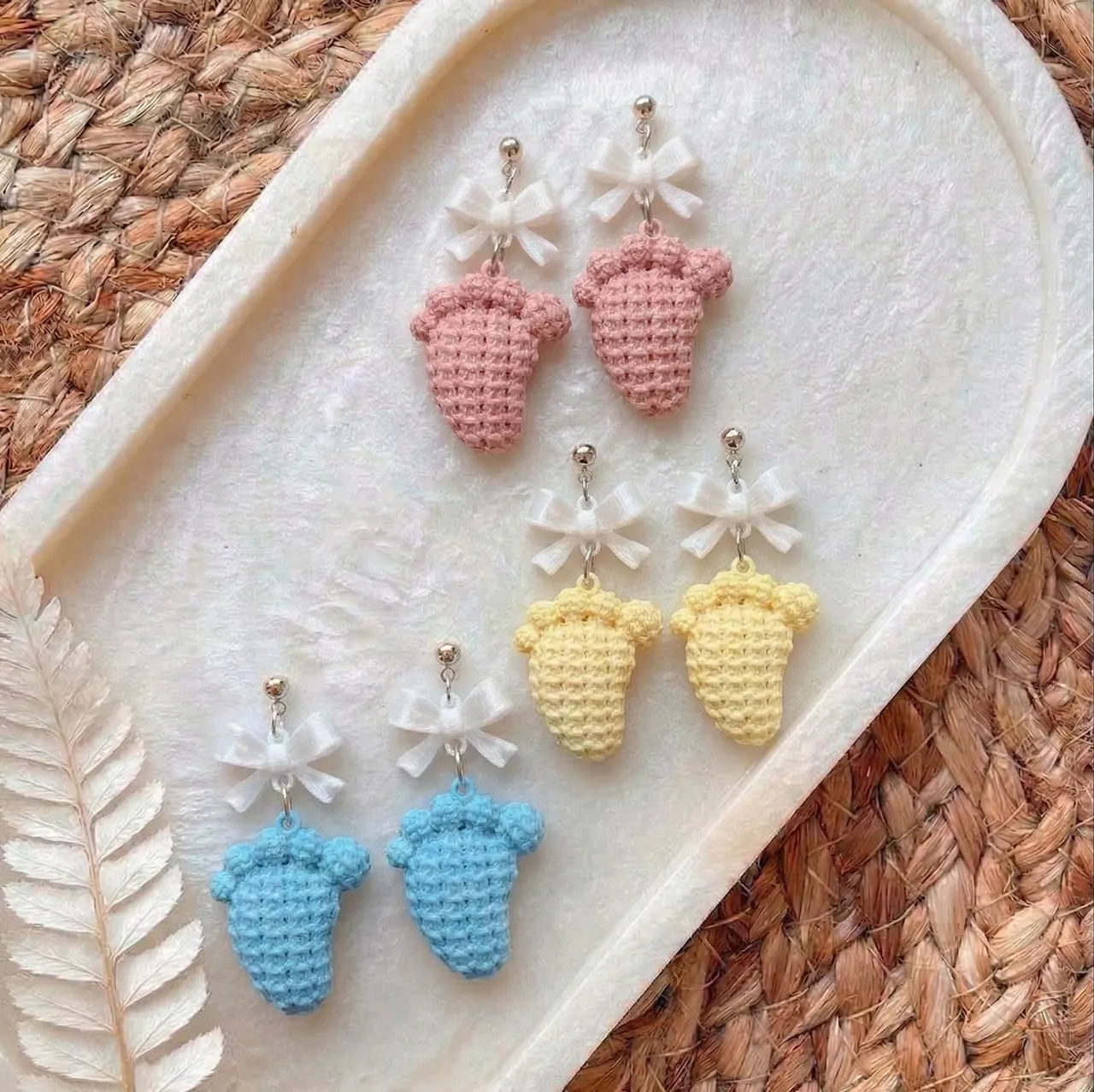 Tiny Footprint Earrings & Keychain view 3