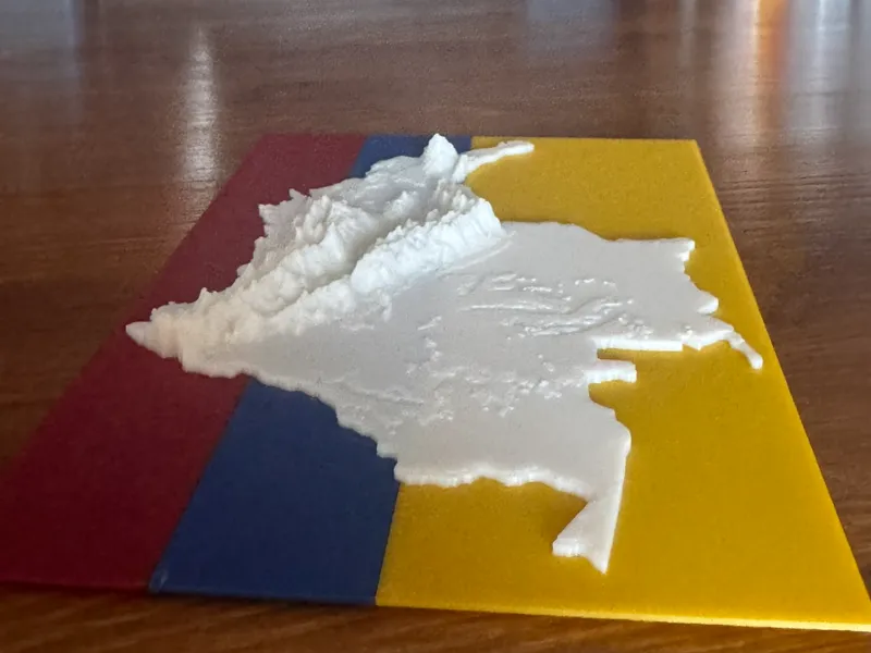 Topography Map -  Colombia W/ Flag Background