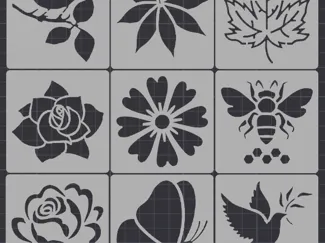 Flowers and Animals stencils (set of 9)