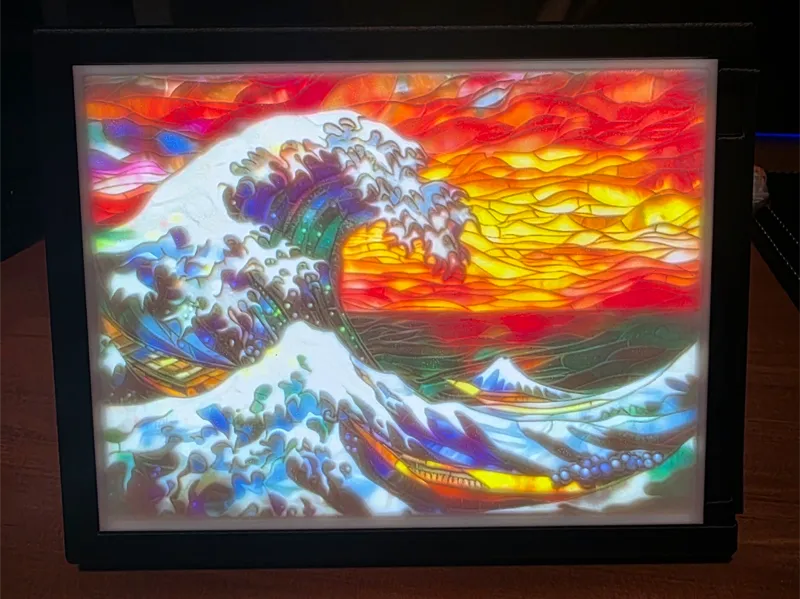 Colour Lithophane – The Great Wave off Kanagawa