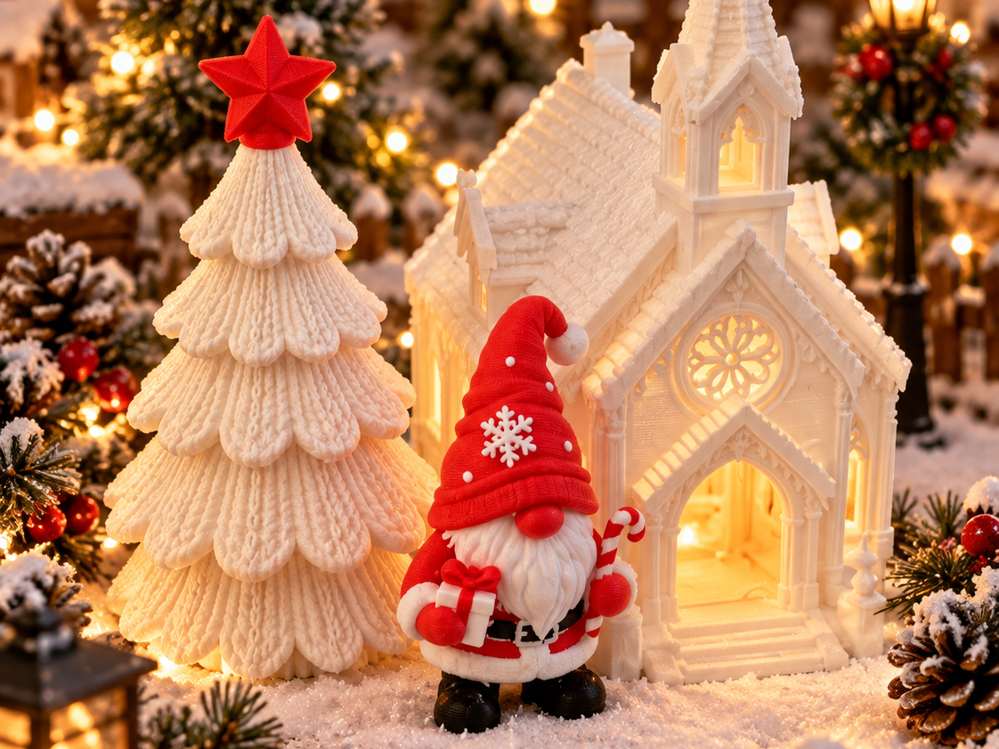 Strick-Weihnachtsbaum mit Stern 3D model