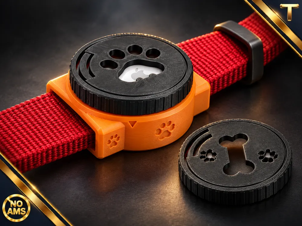 AirTag Dog Collar Holder | 15/20/25 mm | No AMS - Free 3D Print Model ...