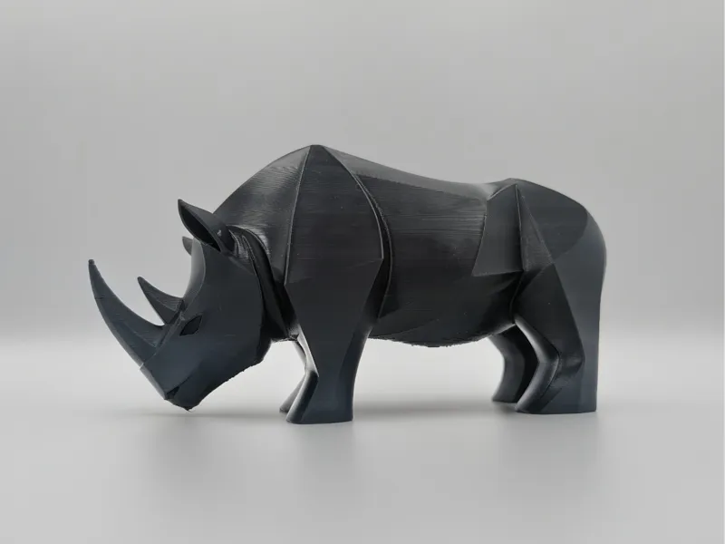 Geo Rhino Sculpture – Modern Animal Art Piece