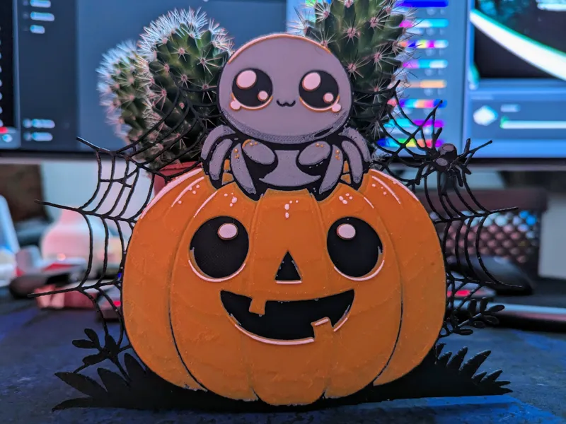 Pumpkin Cute Spider (Filament Painting) - HueForge