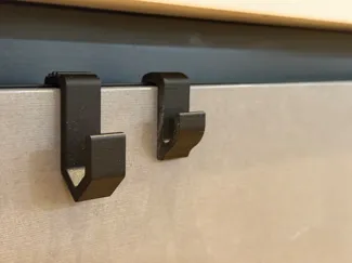 Towel hook for slim profile panels