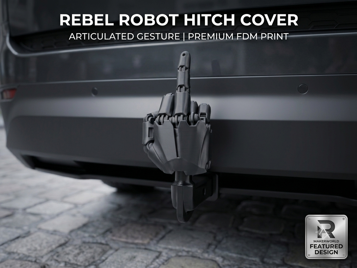 Rebel Robot Gesture Trailer Hitch Cover
