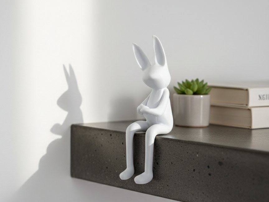 Minimal Sitting Bunny Figurine –Modern Shelf Decor