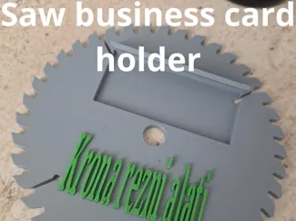 Business card holder in shape of a saw