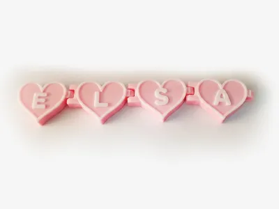 Flexi Hearts Names KeyChain