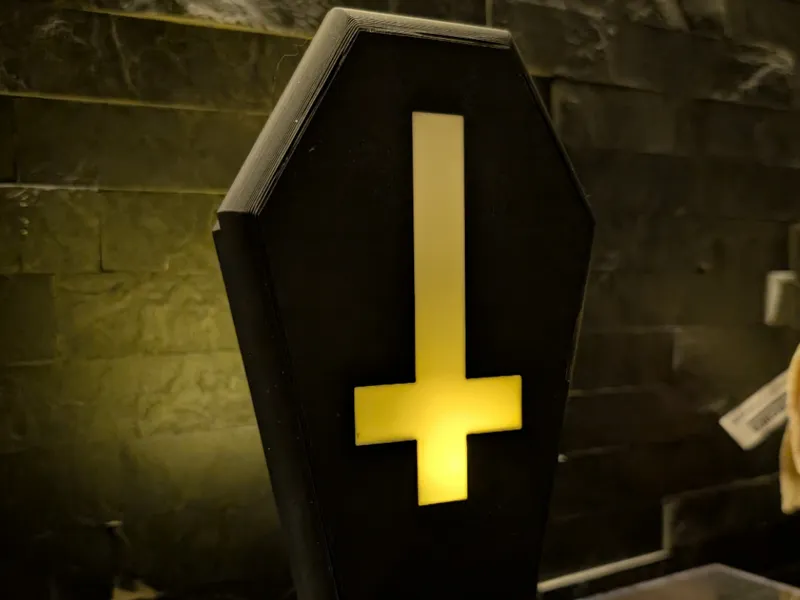 Halloween coffin Lamp with inverted cross