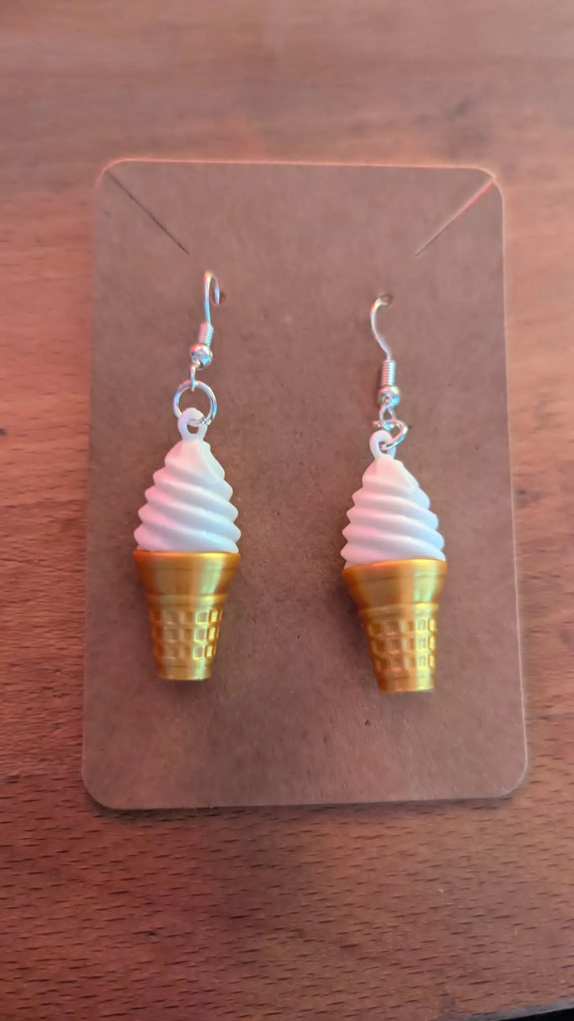 Gold Ice Cream Earrings view 3