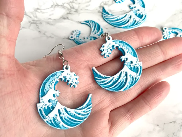 The Great Wave off Kanagawa HueForge Earrings