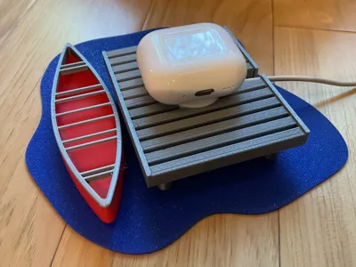 Realistic AirPods Dock, With Lake and Canoe