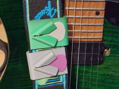 Pick holder for guitar strap 