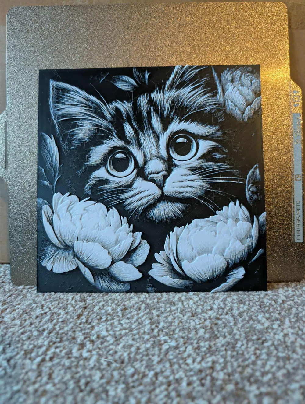 Cat and flowers - Hueforge - Free 3D Print Model - MakerWorld