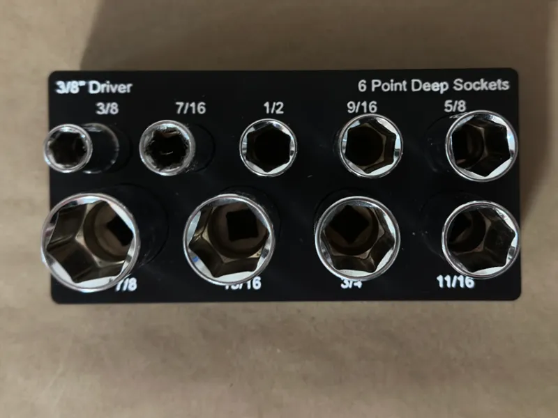 Gridfinity 3/8 6-Point Deep Socket Tray (Imperial)