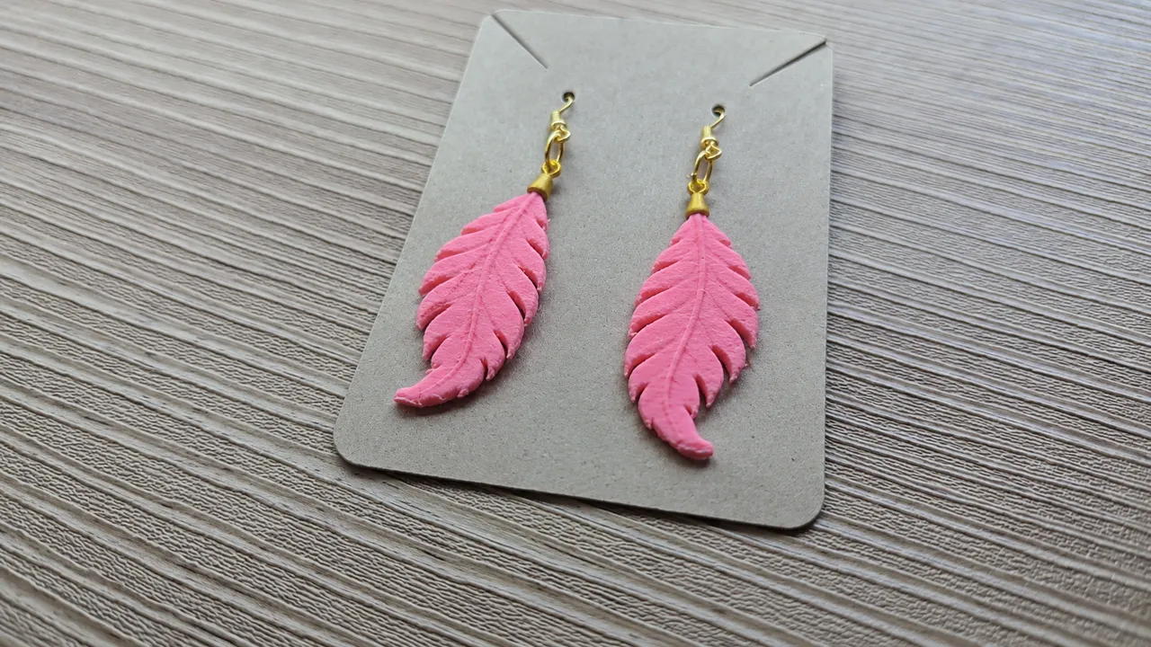 Flamingo Feather Earrings view 3