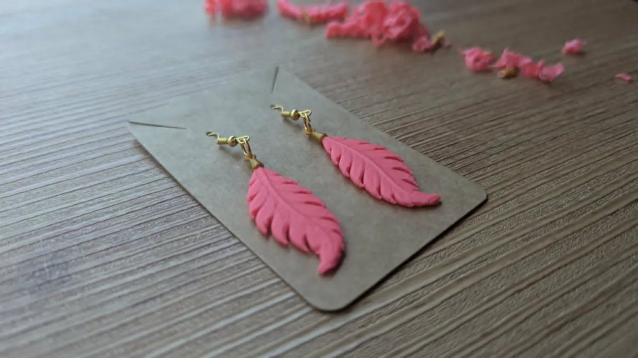 Flamingo Feather Earrings view 2