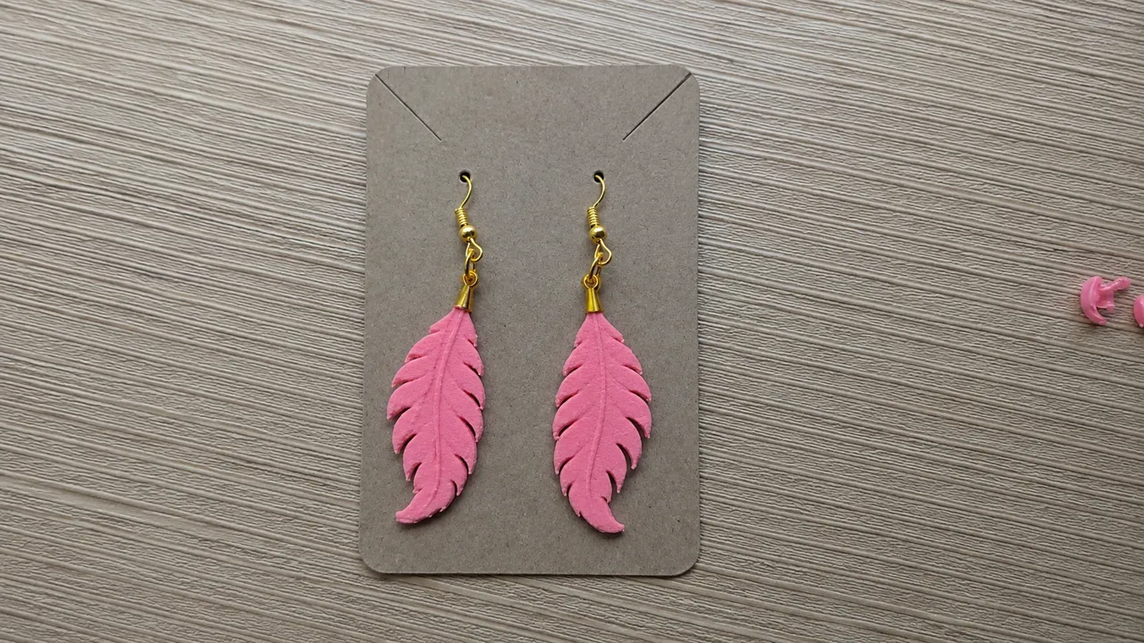 Flamingo Feather Earrings view 4