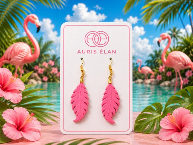 Flamingo Feather Earrings