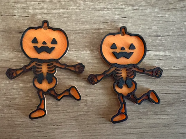 Skeleton with Pumpkin Head Halloween Earrings