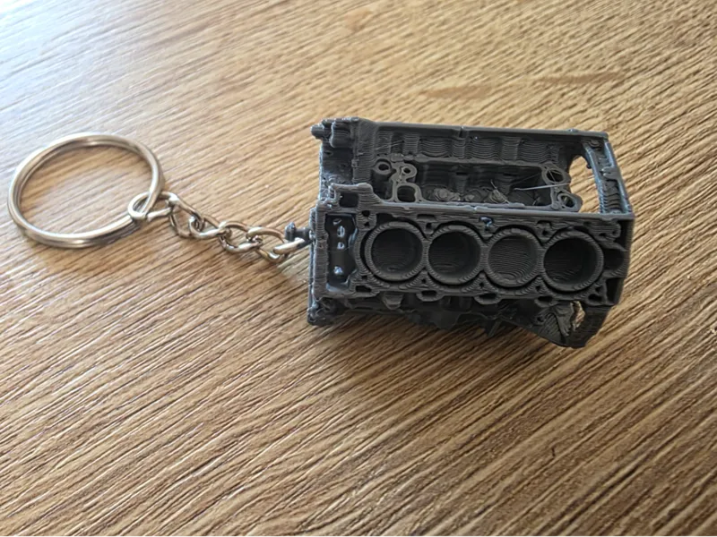 Engine block keyring