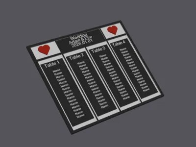Customizable Wedding Seating Chart 4Tables 3Colors
