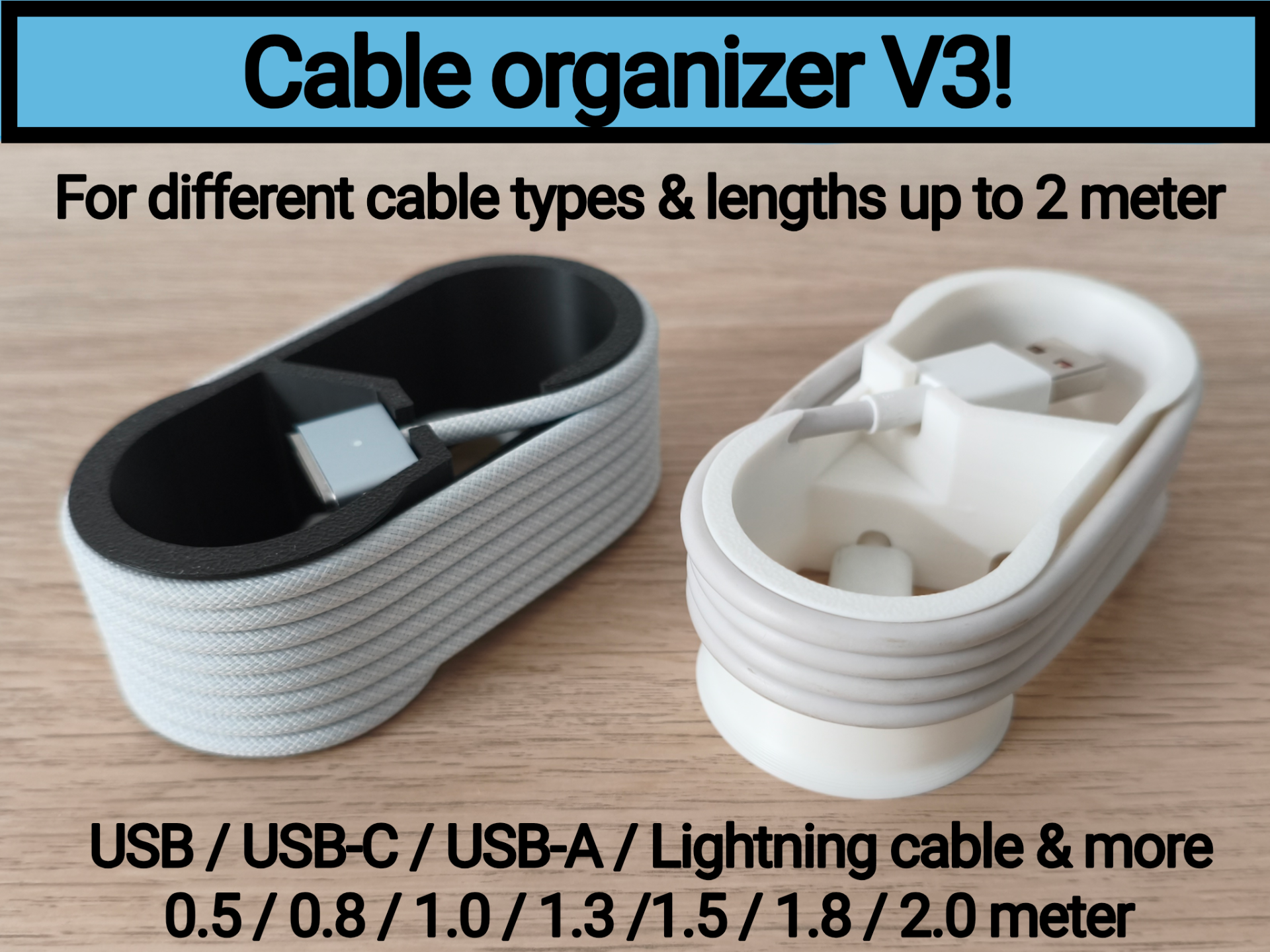 Organizador y Enrollador de Cables Universal 3DMundos