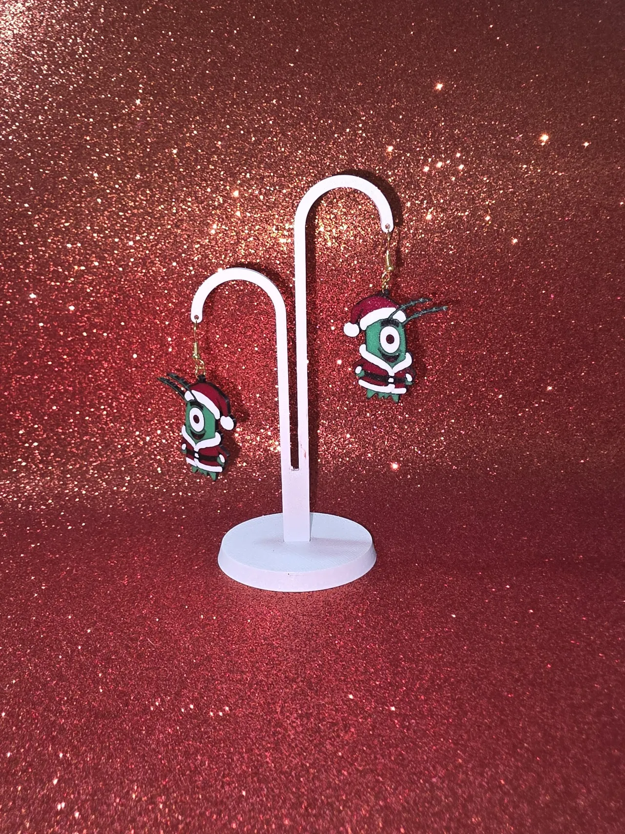 Christmas Plankton earrings view 3